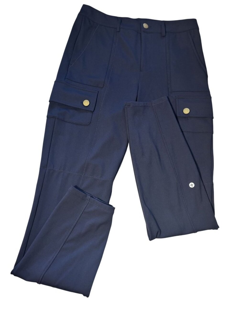 Navy DayStretch High Waisted Zipper Pockets Solid Slim Hiking Size M Cargo Pants - Picture 3 of 14